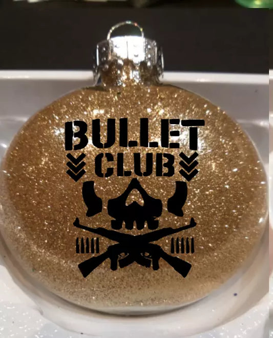 Bullet Club Japan Pro Wrestling Gold Glitter Christmas Ornament Shatterproof