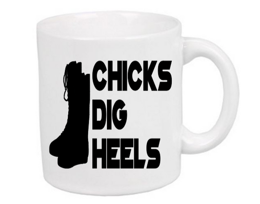 Chicks Dig Heels Wrestling White Mug Cup Coffee Home Decor Wrestler Fan