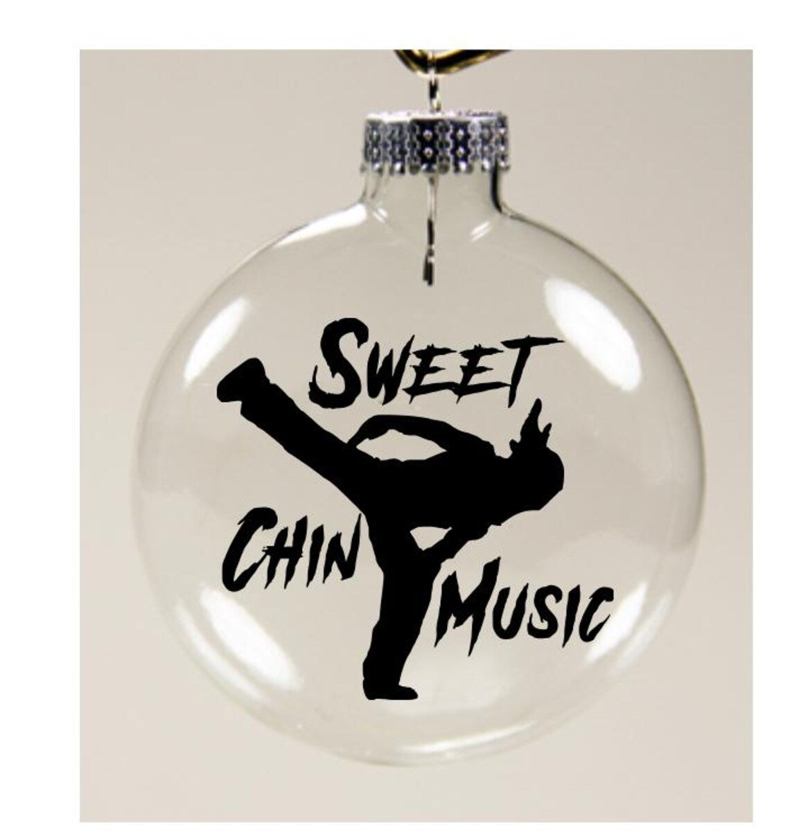 Sweet Chin Music Shawn Michaels HBK Wrestling Clear Christmas Ornament Shatterproof