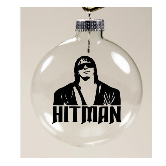 Hitman Bret Hart Wrestling Clear Christmas Ornament Shatterproof