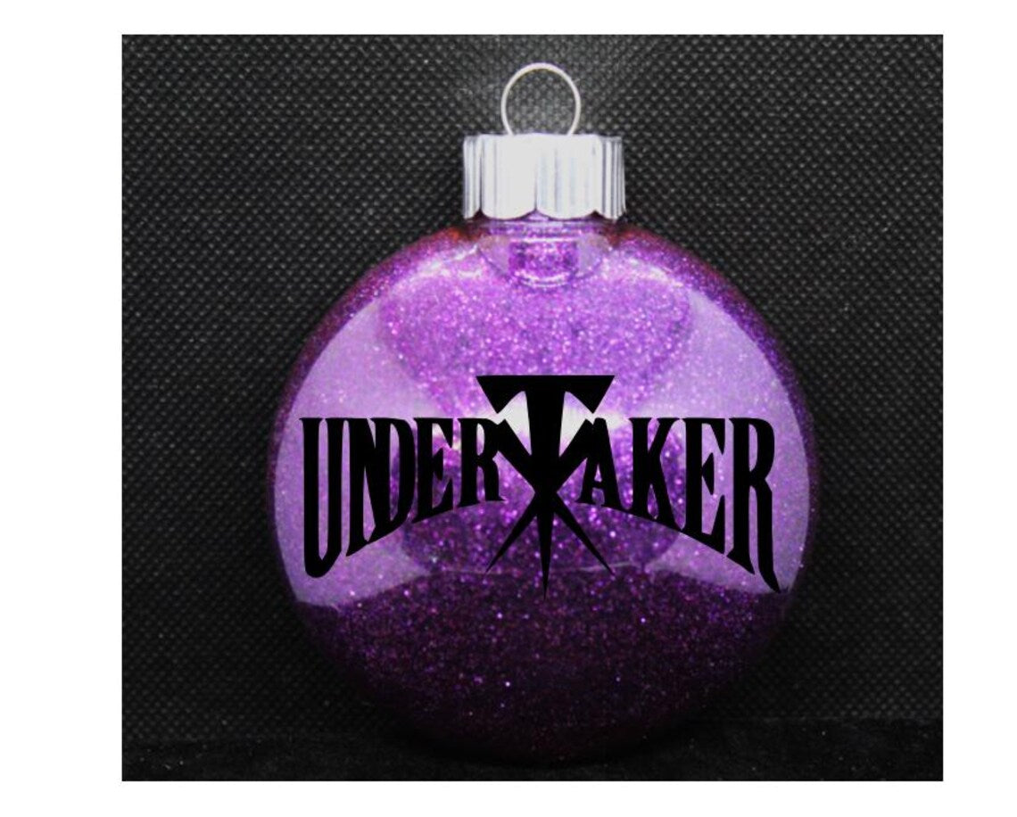 Undertaker Pro Wrestling Purple Glitter Christmas Ornament Shatterproof