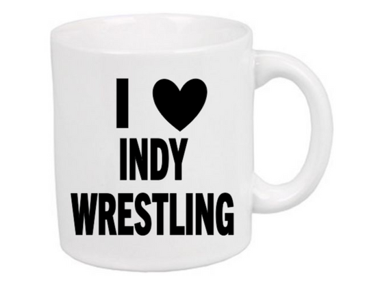 I Love Indy Wrestling White Mug Cup Coffee Home Decor Wrestler Fan
